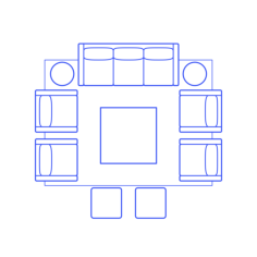 Layouts Living Rooms U Shape Closed Sticker Outline Svg File, Free Vectors File